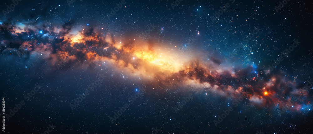 Fototapeta premium A dramatic and luminous spiral galaxy structure illuminates the deep cosmic space for use as an.