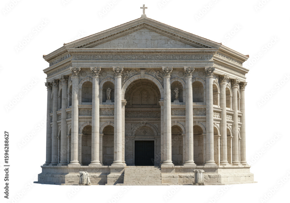 Obraz premium Majestic ancient building with grand columns, located in a serene outdoor setting