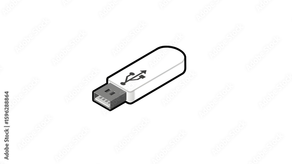 White USB Flash Drive Isolated on White Background – Minimalistic Data Storage Device Vector Illustration White USB Flash Drive Isolated on White Background – Minimalistic Data Storage Device Vector Illustration