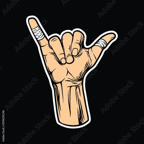 Shaka Hand Sign Vector Illustration