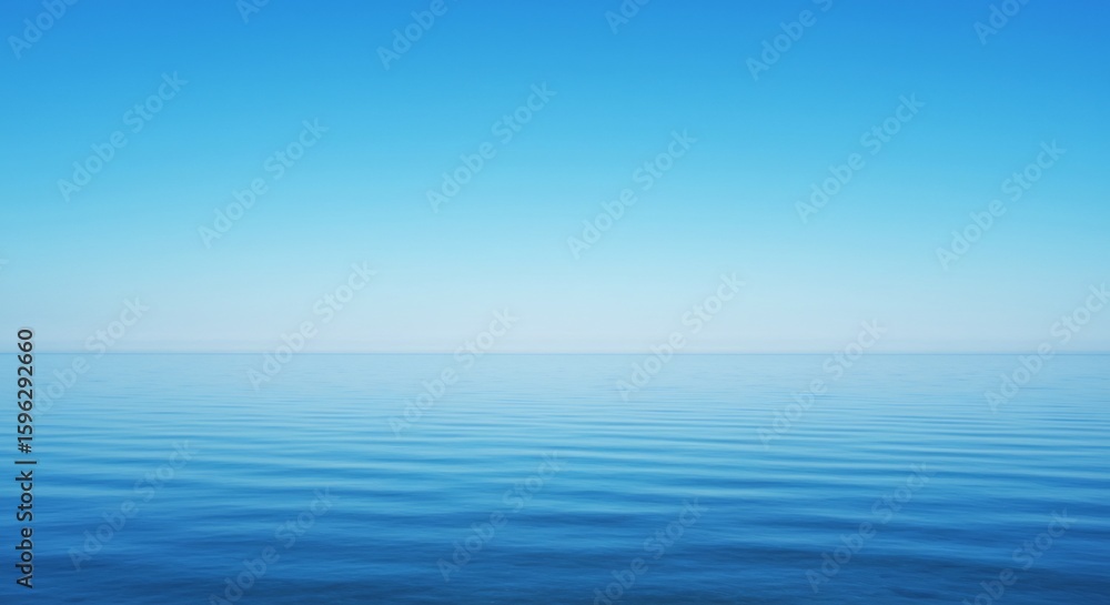 Obraz premium 穏やか水平線 青い海 静かな水面 輝く空. AI Generated