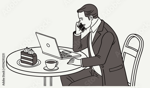 vector illustration of a man busy on phone call