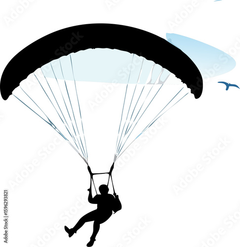 paraglider silhouette on black