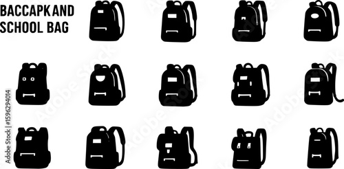 set of Backpack, school bag icon set. Vector graphic illustration. Suitable for website design, logo, app, template, and ui. on white background