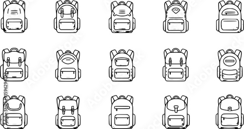 set of Backpack, school bag icon set. Vector graphic illustration. Suitable for website design, logo, app, template, and ui. on white background