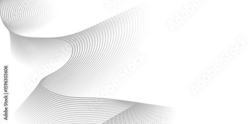 Transparent Wave Line Design in Grey Vector – Abstract Curves for Tech Mapping, Scientific Infographics, and UI/UX Layouts