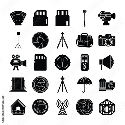 Photography Equipment Icons Set