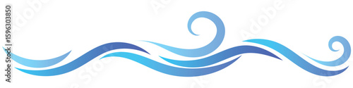 This stylized graphic depicts a flowing, abstract ocean wave.