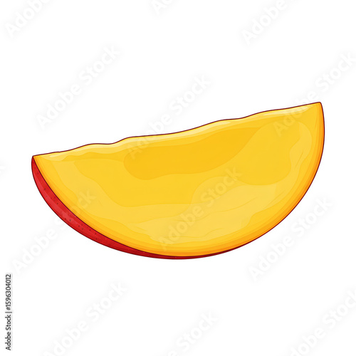 Mango Slice Juicy Yellow Flesh with Red Skin Realistic Fruit Isolated Transparent PNG Image