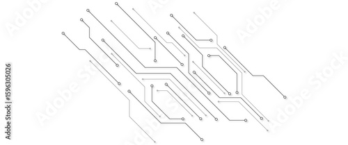 Vector Technology connected white lines and dots with electronics elements on tech bg. Digital technology futuristic internet network speed connection white background.
