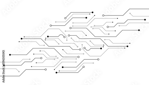 Vector Technology black circuit diagram concept. Abstract technology on white background. High-tech circuit board .