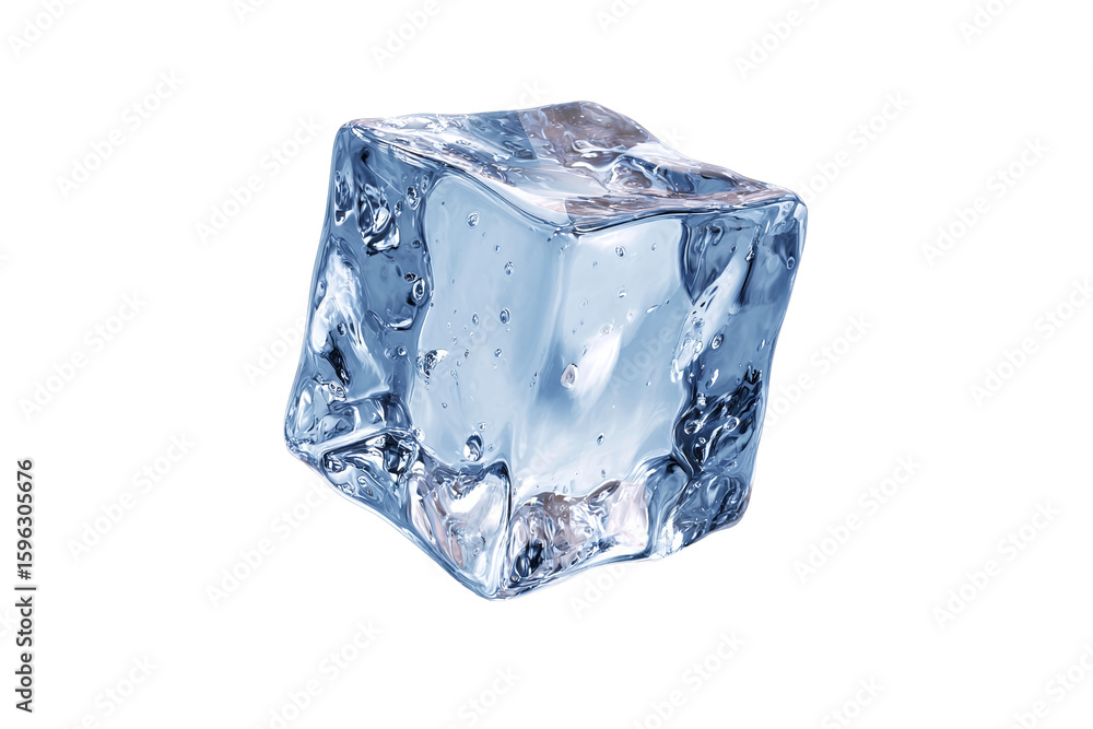 Obraz premium Clear Ice Cube Isolated on White Transparent Background