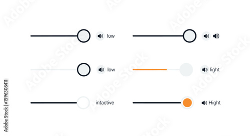 Visual representation of user interface control elements including sliders and adjustable knobs for digital applications