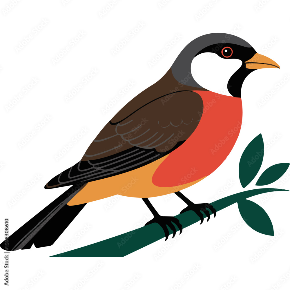 Obraz premium Colorful bird silhouette isolated on white background