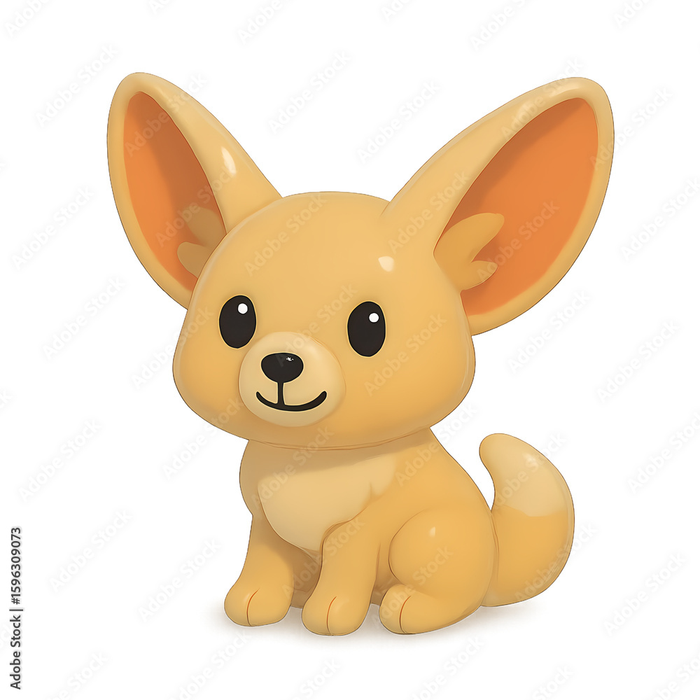 Adorable fennec fox with oversized ears and sweet expression, created in smooth 3D icon style, isolated on white background Adorable fennec fox with oversized ears and sweet expression, created in smooth 3D icon style, isolated on white background