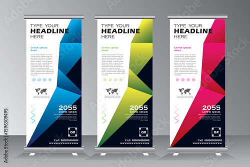 roll up banner set, vertical banner design, vector banner design, industrial, company, template, vector, abstract, line pattern background, modern x-banner, pull-up banner, print ready colours