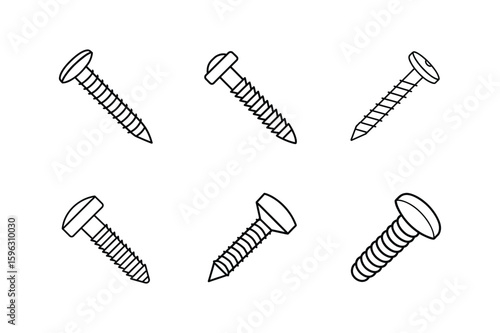 screws line art vector illustration