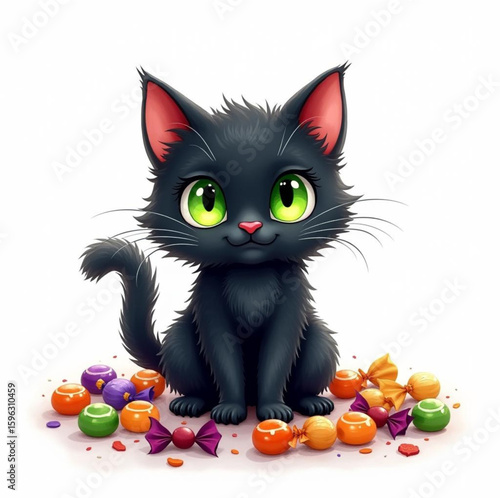 Cute black cats in halloween