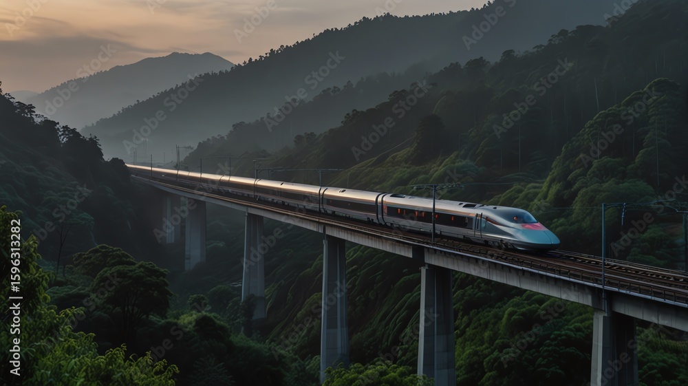 Obraz premium train passing through the mountains