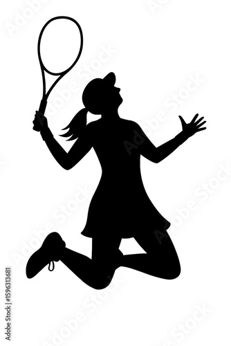 Jumping Tennis Player Silhouette