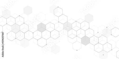 Hexagonal Molecular structure abstract tech network pattern. abstract geometric hexagon with connecting dots and lines. connecting Medical science, technology concept background Vector illustration.	