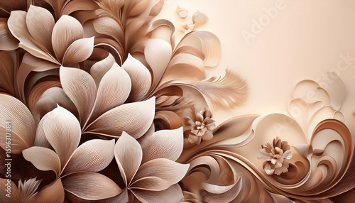 abstract floral design in sepia tones