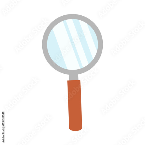 Illustration of a magnifying glass with gray frame and brown handle