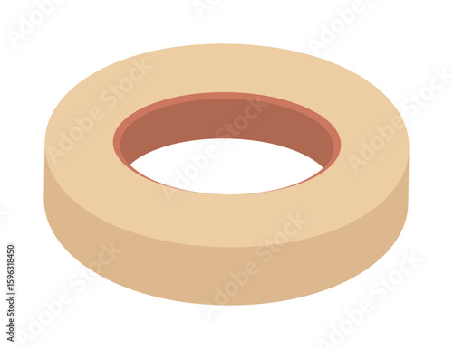 Isometric view of a roll of tape. Isolated tape roll, office supply object.