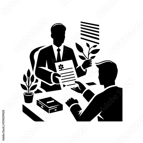  Colleague handing over a report document