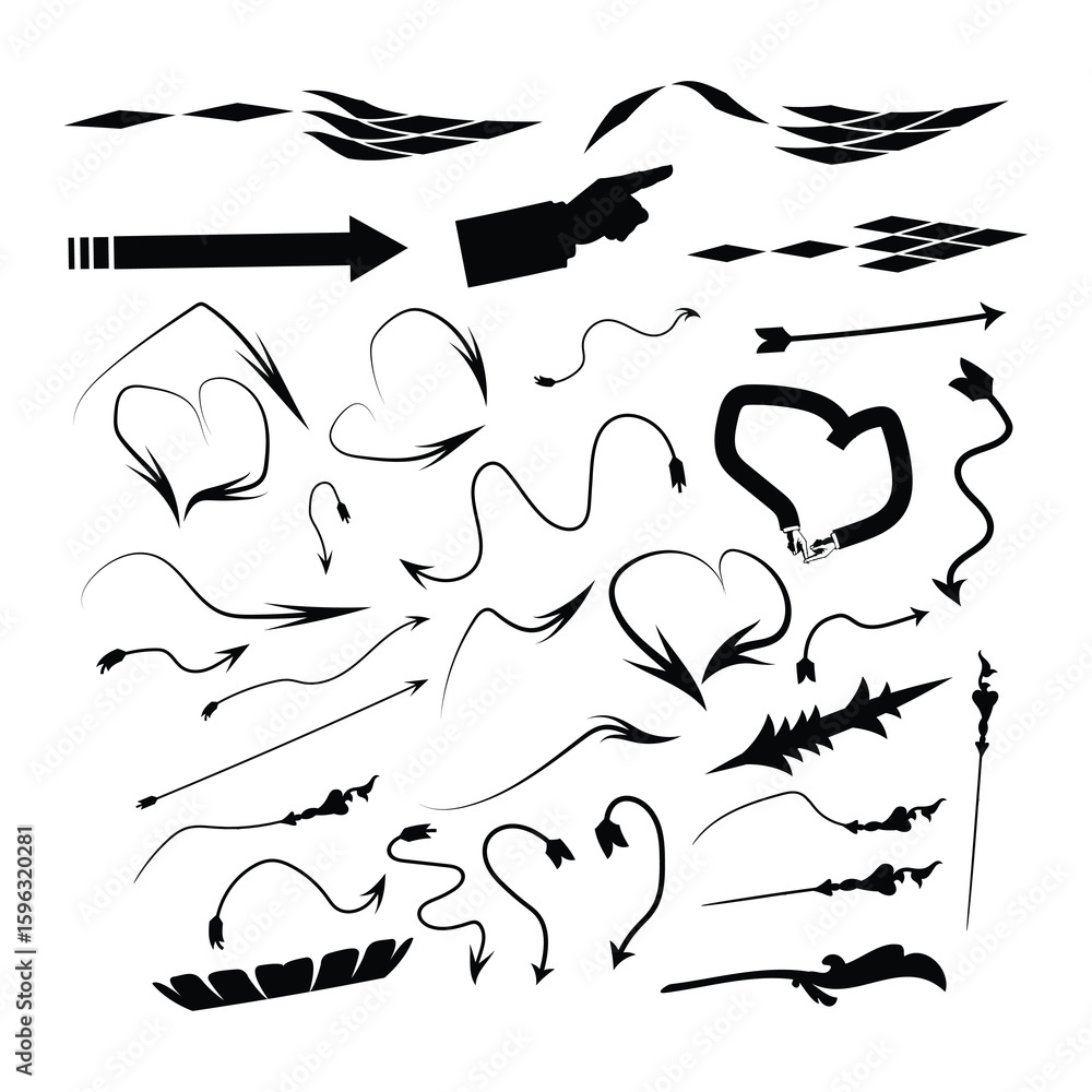 Naklejka premium Hand Drawn Arrow Icons | Doodle Arrows Vector, Vector Arrows | Hand-Drawn, Doodle, Sketch Style
