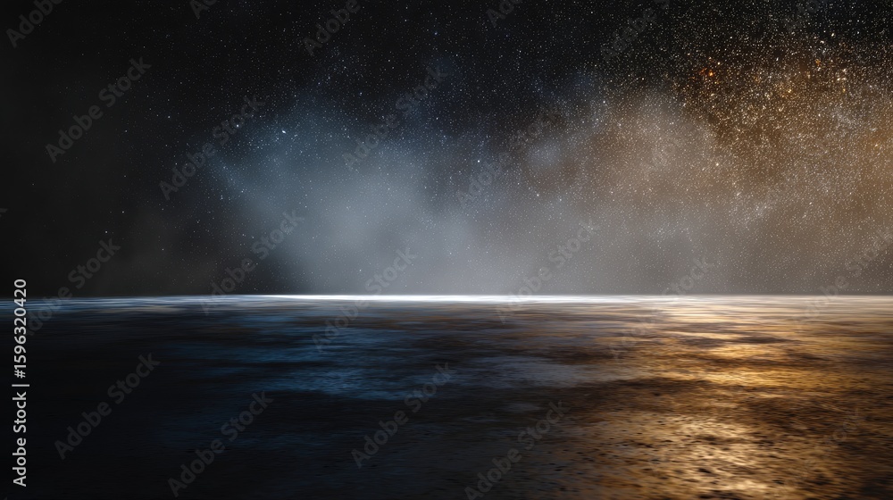Fototapeta premium Night sky panorama over a textured surface.