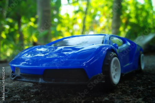 blue car on the road