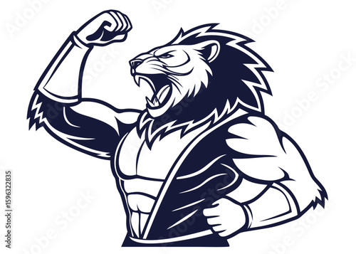 Winner bodybuilder lion vector 