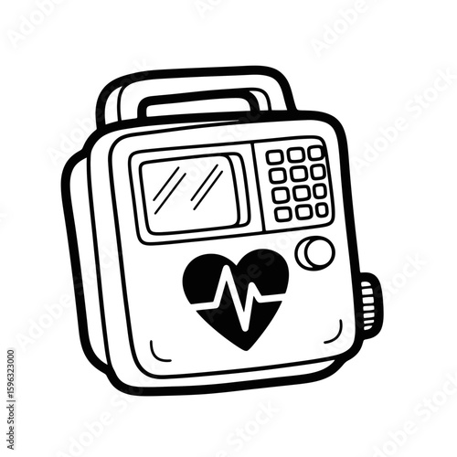 Defibrillator device with heart monitor symbol in minimal style  