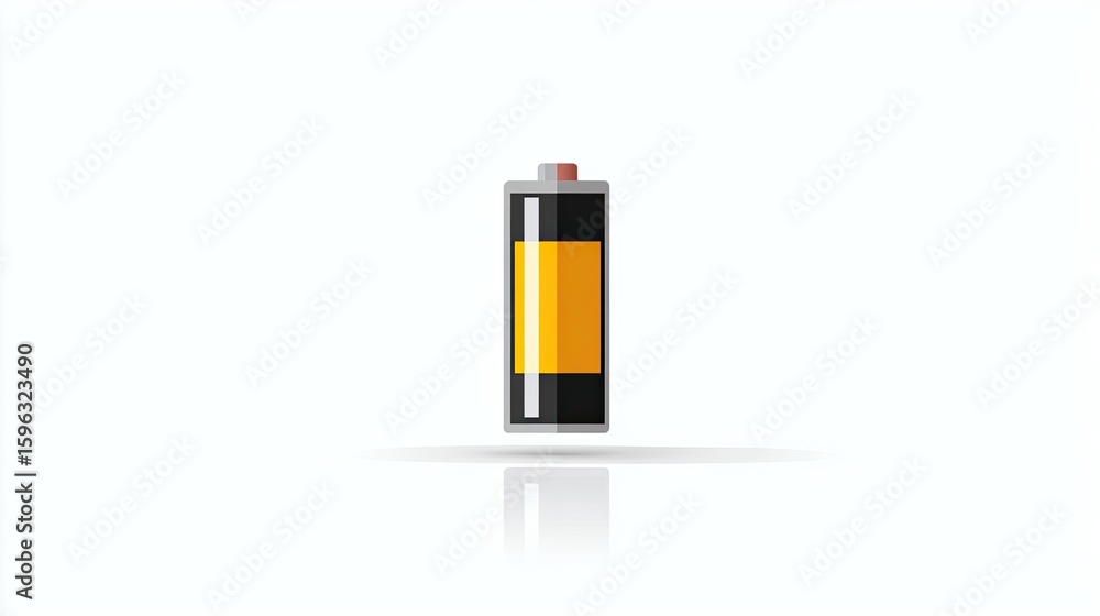 Simple Yellow and Black Battery Icon on White Background Simple Yellow and Black Battery Icon on White Background