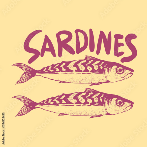 Sardines. Sardines fish artwork for t shirt print, poster, sticker and other uses. Original sardines artwork for seafood lovers. Seafood t shirt design. Original sea food. Sardine fish club print. 