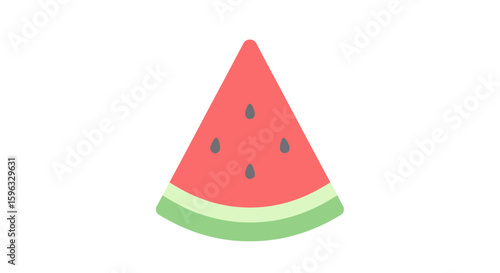 A simple illustration of a juicy watermelon slice, featuring a pastel color palette.