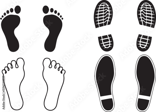 Print Footprints and shoe prints silhouette