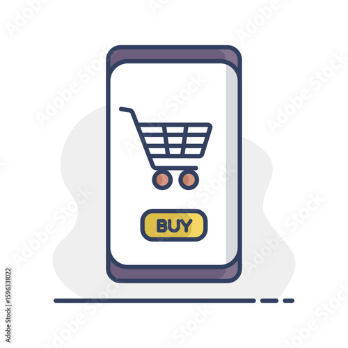 Mobile phone shopping or online shopping icon