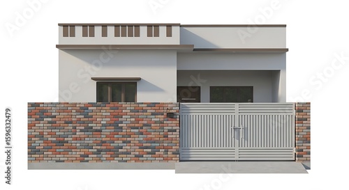 Modern architecture design house exterior facade brick wall gate residential building home