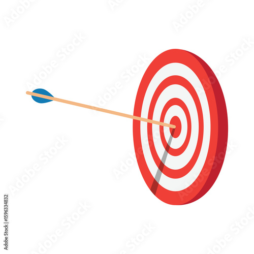 Target with arrow flat vector design isolated on white background