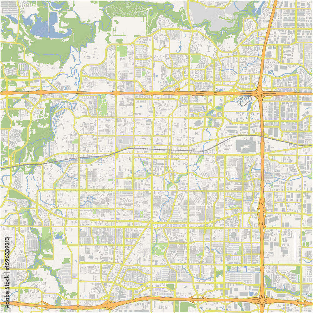 Fototapeta premium Map of Arlington in Texas in a normal road map style. Contains layered vector with roads water, parks, etc.