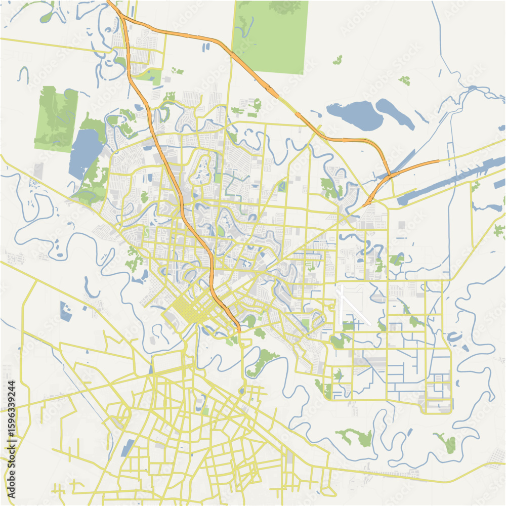 Naklejka premium Map of Brownsville in Texas in a normal road map style. Contains layered vector with roads water, parks, etc.