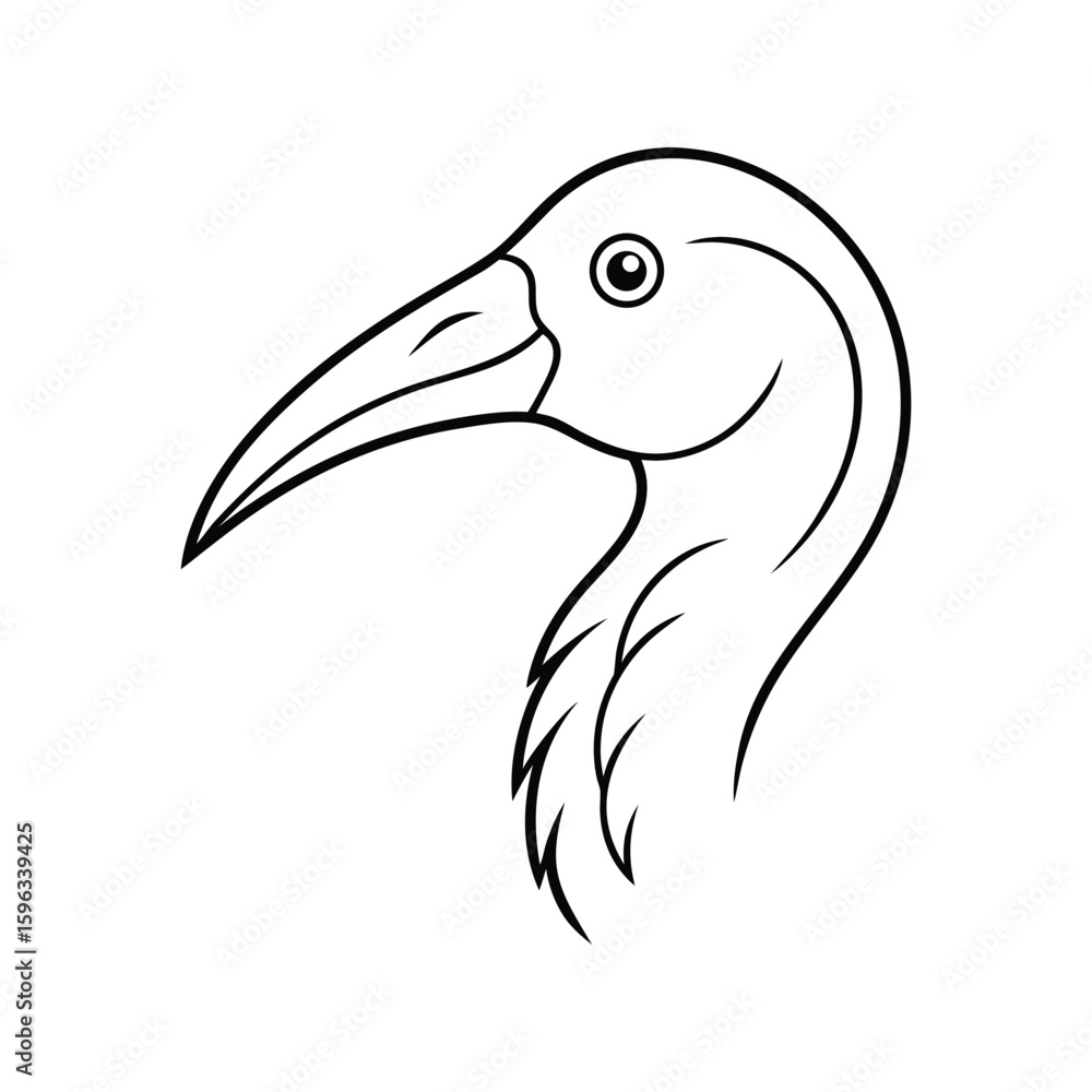 Obraz premium an ibis bird head line art silhouette vector illustration on white background