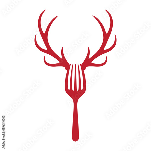 Deer fork logo design vector illustration.