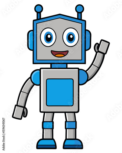 Cartoon robot character vector illustration for kids technology and artificial intelligence design concept
