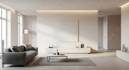 Minimalist Living Room with Plain White Wall Paint