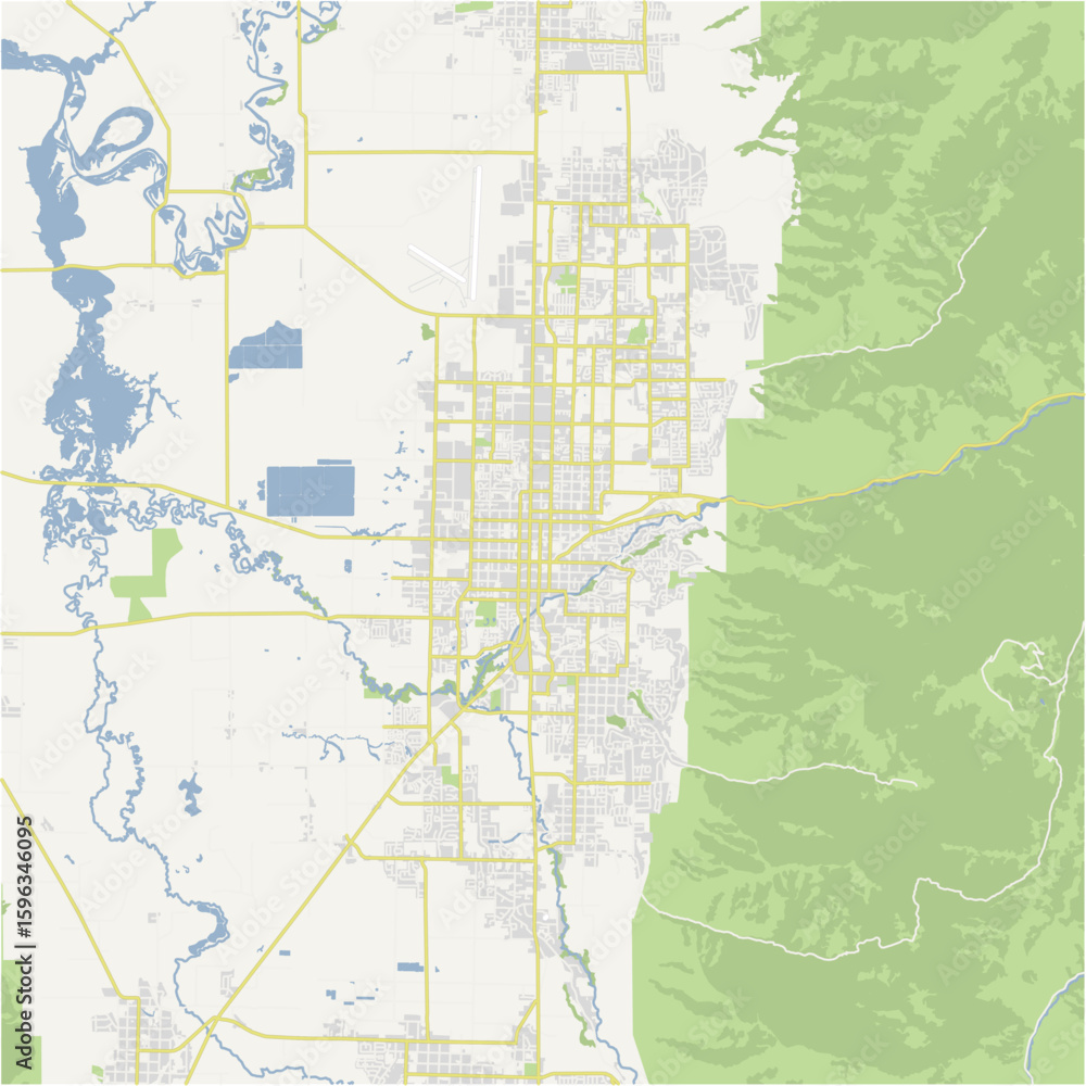 Naklejka premium Map of Logan in Utah in a normal road map style. Contains layered vector with roads water, parks, etc.