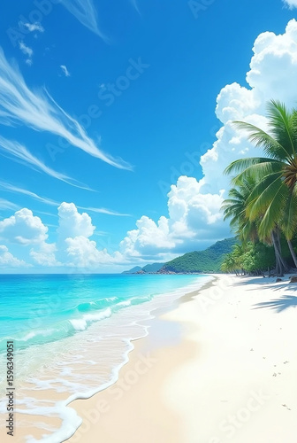 Wallpaper Mural tropical beach with palm trees Torontodigital.ca