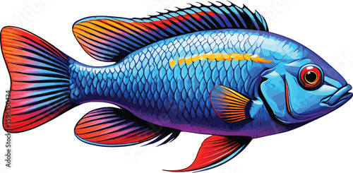 Cute cartoon a illustrator vector cichlid
